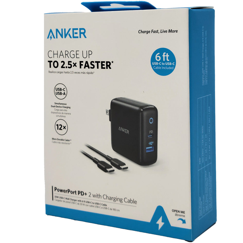Anker PowerPort PD+ Charger with USB-C to C Cable - New