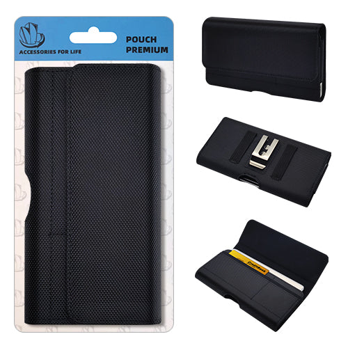 Nylon Horizontal Pouch Credit Card Slots 6.7 Black