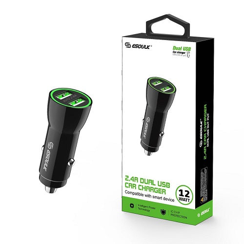 PKG Dual USB 2.4 Car Adapter Black