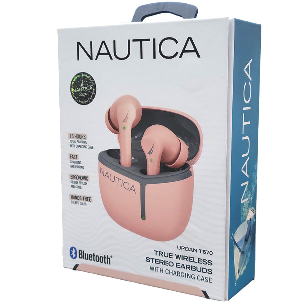 Nautica T670 Wireless Earbuds - Gray/Nude - New