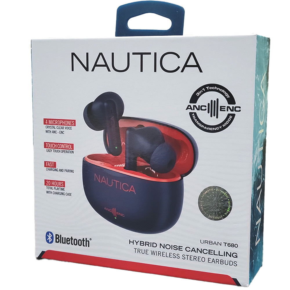 Nautica T680 Wireless Earbuds - Navy/Red - New