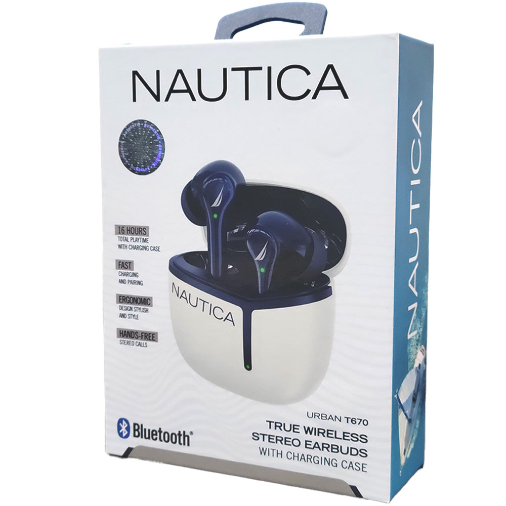 Nautica T670 Wireless Earbuds - Navy/White - New